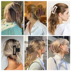 3.5 Inch Medium Hair Claw Clips 6 Pack Hair Clips for Women Square Rectangle Claw for Hair Banana Jaw Clips Hair Accessories for Girls -Brown Scarlet