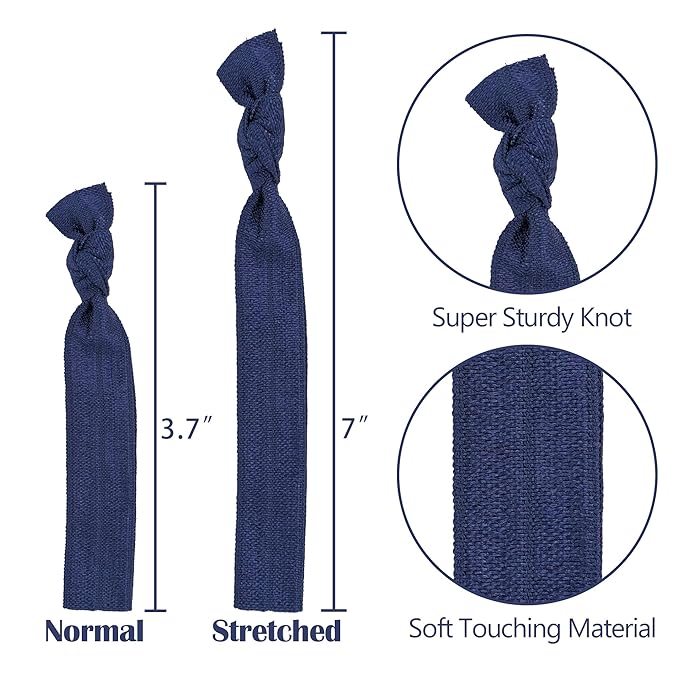 MEEDEE Pack Navy Blue Women's Hair Accessories: Soft Elastic Ribbon Ties, No Crease, No Damage Pony Tails, Ouchless Yoga Bracelets