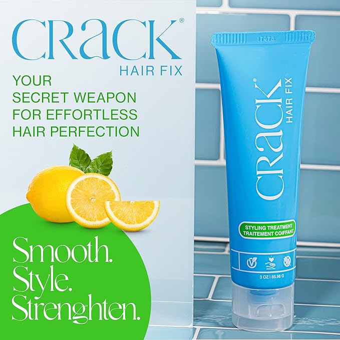 Crack HAIR FIX Styling Treatment - Multi-Tasking, Anti-Frizz, Leave-In Styling Cream with Protection from Humidity, Chlorine, Heat Treatments & Sun, 3 oz (Pack of 3)