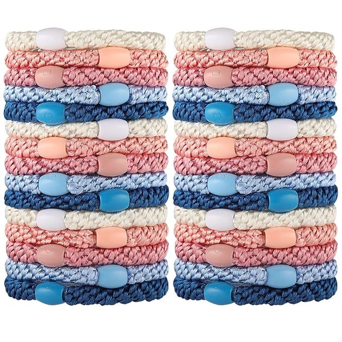 Hair Ties for Girls Women, Funtopia 30 Pcs Elastics Hair Bands Ponytail Holders for Thick Hair, No Damage No Crease Hair Elastics 3.Multicolor