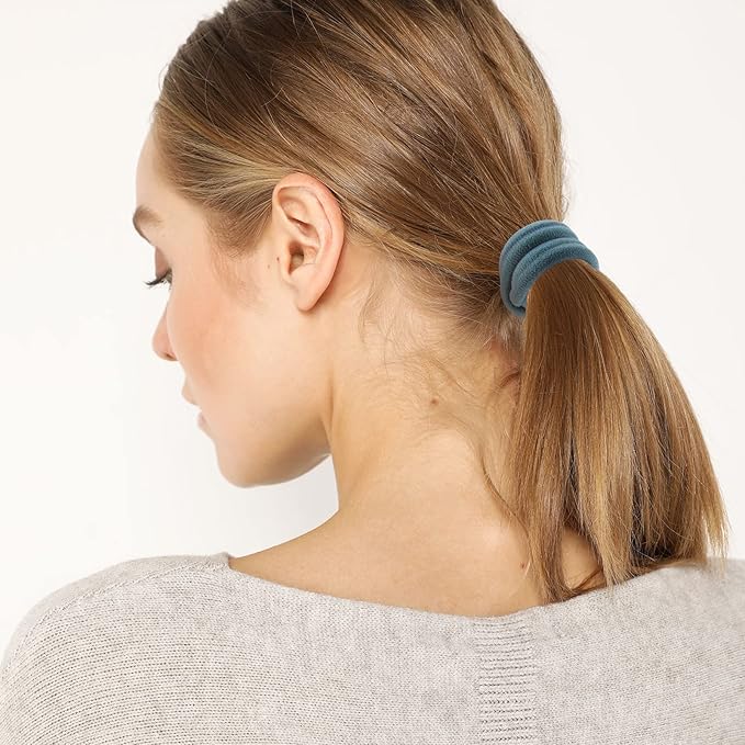 100 Pcs Thick Seamless Hair Ties, Ponytail Holders Hair Accessories No Damage for Thick Hair Christmas Gift(Cool Colors)