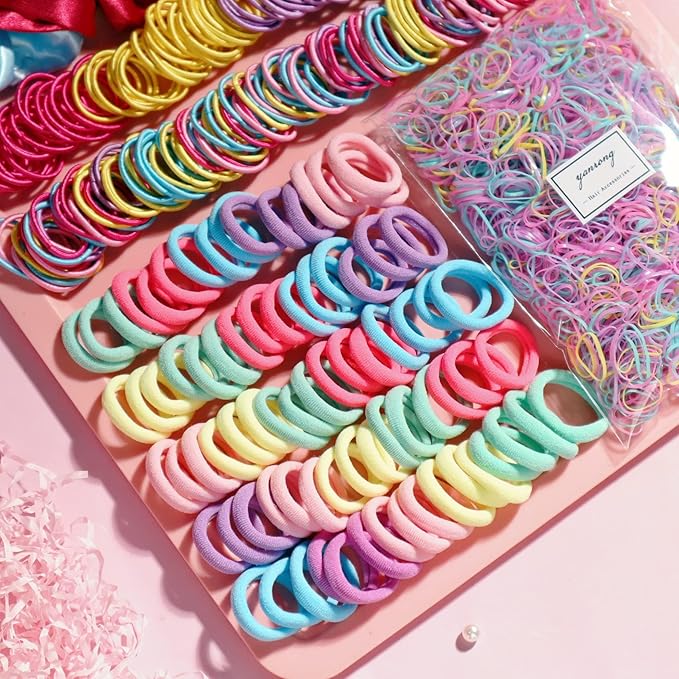 Colour Hair Accessories, Hair Ties, Scrunchies For Girls Women, Ponytail Holders, Traceless Hair Ropes Set For Baby and Kids
