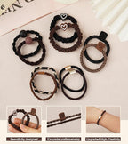 20Pcs Hair Ties -No Damage Seamless Nylon Fabric Bands, Seamless Soft Thick Ponytail Holder Scrunchies Fashion Head Bands for Women Girls(brown 20pcs)