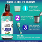 GuruNanda CocoMint Oil Pulling Mouthwash for Complete Oral Hygiene, 7 Essential Oils & Vitamins for Happy Teeth & Gums & Fresh Breath, Alcohol-Free, 33.8 Fl Oz/1L