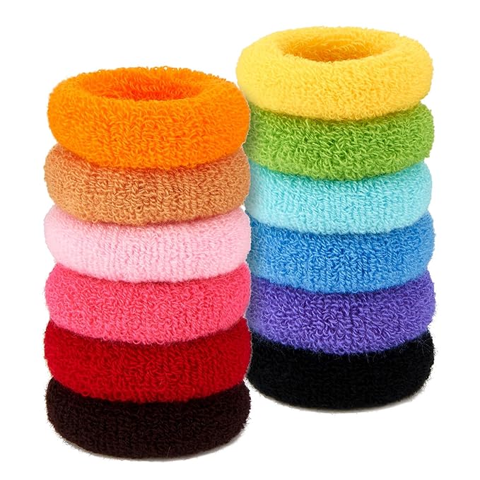 12 Pcs No Damage Hair Ties Thick Hair Elastic Rubber Bands Hair Accessories Scrunchies Seamless for Women