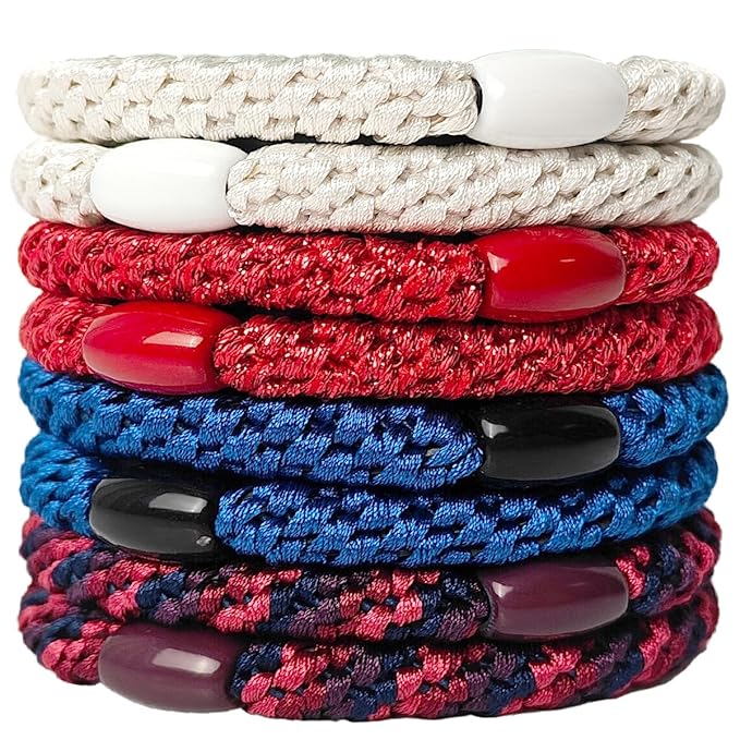 AXEN 8PCS Elastic Hair Tie for Women Girls, Cotton Bands Soft Woven Ponytail Holders for Thick Hair and Curly Hair, United Color