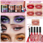 Professional Makeup Kit for Girl Women, Full Starter Cosmetic Set with Storage Case, Reusable Full Cosmetic Train Case Included Foundation Eyeshadow Blush Lipstick Lip Liner Mascara Eyeliner