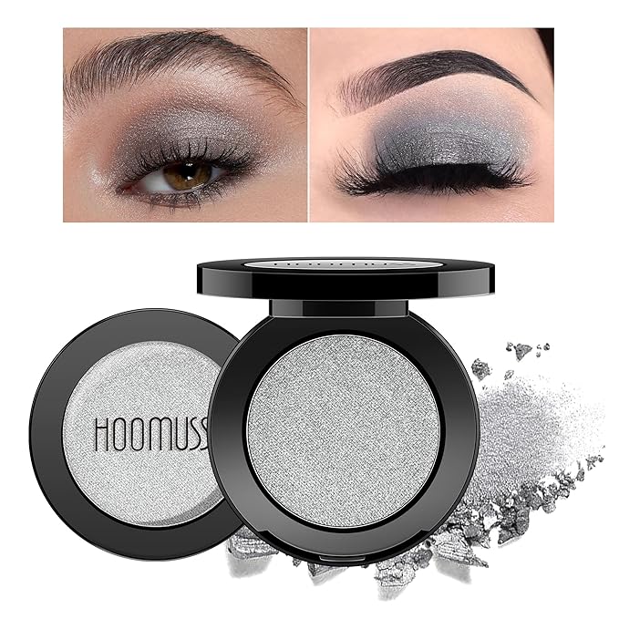 Silver Eyeshadow Single Handmade Shimmer Gothic Eye Sahdow Makeup Palette for Halloween Pigmented Intense Color Silver Eyes-1Silver