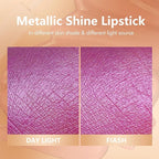 MAKI YIKA Purple Lipstick for Women Metallic Lipsticks Glitter Long Lasting Lipstick No Smudge No Transfer Liquid Pink Lip Gloss (BR07 Promise Me)