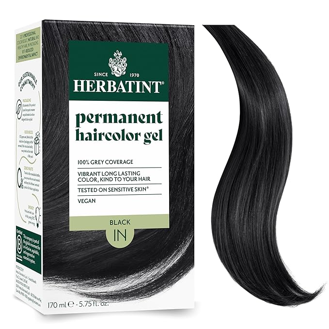 Herbatint Permanent Hair Dye For Women - 1N Black - For Up To 100% Gray Coverage - Ammonia-Free, Alcohol-Free & Vegan - Salon Influenced Hair color 5.75 Fl Oz
