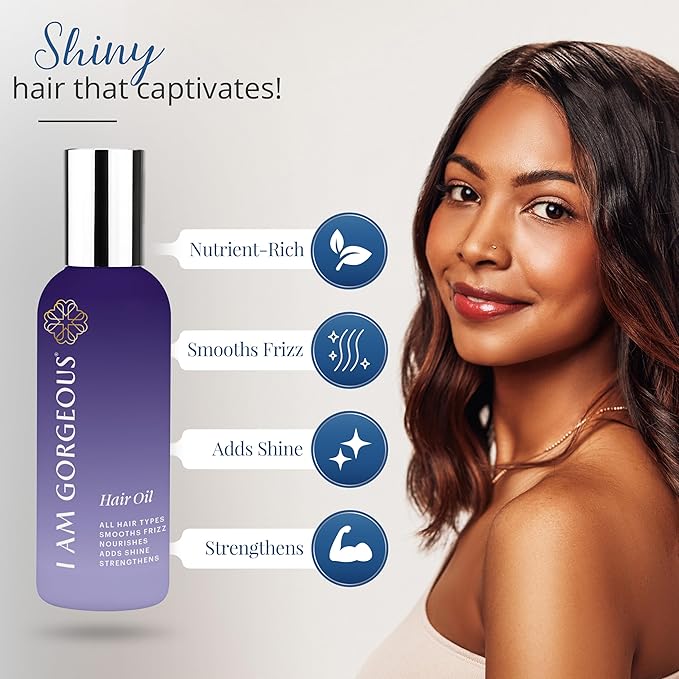 I am gorgeous Hair Oil - Frizzy Hair Solution with Nutrient-Rich Marula & Argan Oil for Damaged, Curly Hair - Adds Lightweight Hydrating Shine