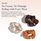 Kitsch Scrunchies for Women - No Crease Hair Ties No Damage | Soft Polyester Scrunchies for All Hair Types | Stylish & Comfortable, For Ponytails & Buns | Ideal Gifts for Women - Sedona, 3pcs