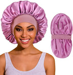 Silk Bonnet for Sleeping Women, Satin Hair Sleep Bonnets for Curly Hair Braids, Double Layer Large Wide Band Sleep Cap