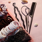 YANRONG Hair Accessories Set - 755 Seamless Ponytail Holders, Variety of Scrunchies, Bands, and Hair Ties for Thick and Curly Hair (light brown)