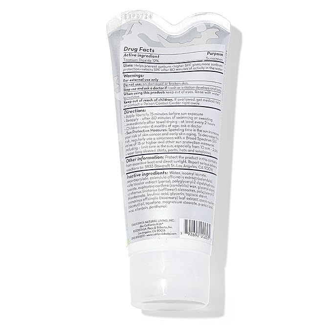 California Kids Sunscreen SPF 30 + | Super Sensitive (Unscented) | Kids Mineral Sunscreen | Face + Body | Titanium Dioxide | Travel Size | 82g / 2.9oz