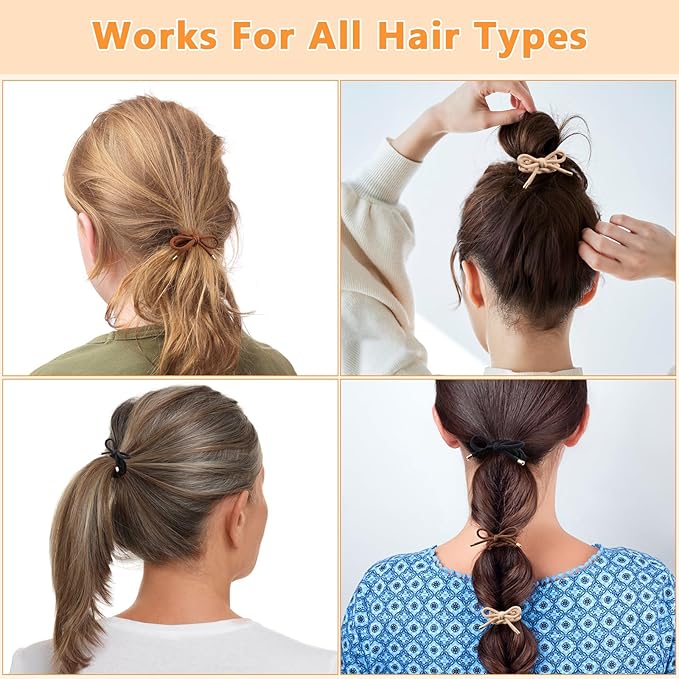 12 PCS Braided Hair Ties Bow Tie Hair Bracelets for Women Girls Elastic Hair Ties No Damage Ponytail Holders