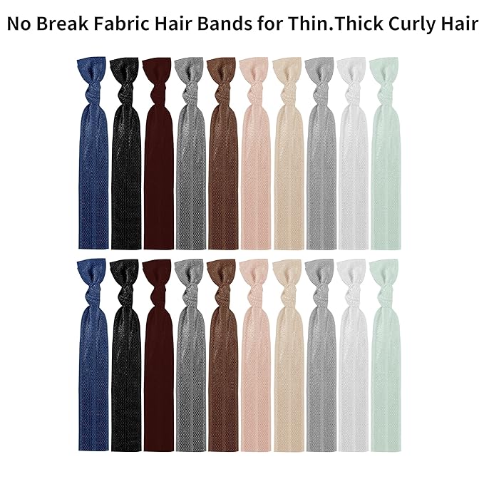 79Style Elastic Fabric Hair Accessories for Women - 125 Knotted Ribbon Ponytail Holders, No Break Cloth Hair Bands, No Damage Yoga Hair Ties Bulk and Scrunchies (125 Pieces - 10 Neutral Colors)