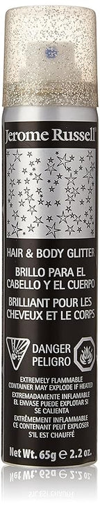 Jerome Russell Hair and Body Glitter Spray, Silver, 2.2 Ounce