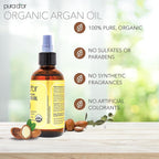 PURA D'OR 4 Oz Organic Moroccan Argan Oil – 100% Pure Cold-Pressed Virgin Grade – Lightweight Moisturizer for Skin, Face, Body & Hair – Helps Dry Skin, Scalp Care, Split Ends, Nails & Cuticles