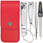 3 Swords Germany - Brand Quality 4 Piece Manicure Pedicure Grooming kit Set for Professional Finger & Toe Nail Care Tweezers File Clipper Fashion Leather case in Gift Box, Made by 3 Swords (02570)
