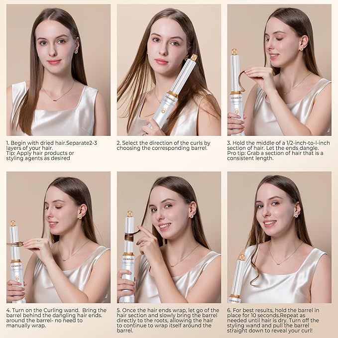 6 in 1 Blow Dryer Brush, Upgrade Hair Dryer Brush Set Negative Ion Air Styler Curling Wrap Air Curler, Hot Air Brush Curling Iron Hair Styling Tools As A Gift for Straight/Curl/Dry/Smooth