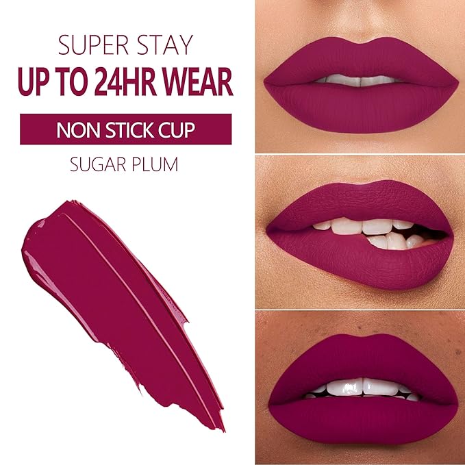 MAKI YIKA Purple Lipstick for Women Color Stay Long Lasting Lipsticks, No Smudge Plum Matte Liquid Lipstick Transferproof Cruelty-Free Lip Color |Sugar Plum