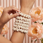 Satin Scrunchies, 6 Pack, Reduces Hair Breakage, Prevents Frizz, Smooth Texture (Champagne)