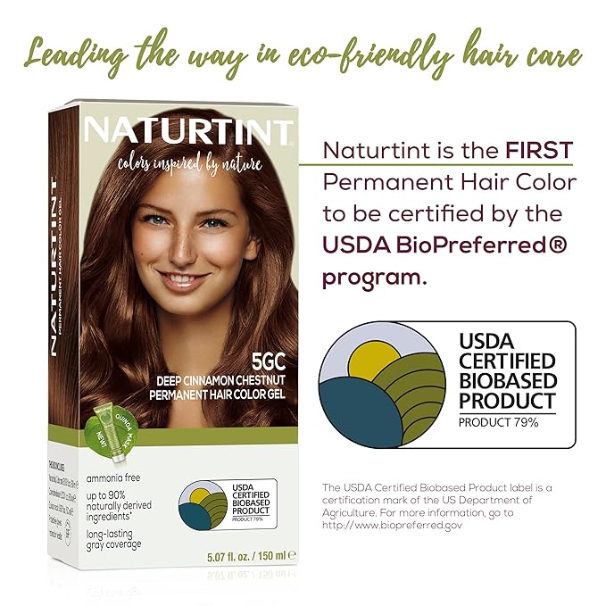 Naturtint 5GC Deep Cinnamon Chestnut Permanent Hair Color (Pack of 1), Ammonia Free, Vegan, Cruelty Free, up to 100% Gray Coverage, Long Lasting Results (Packaging may vary)
