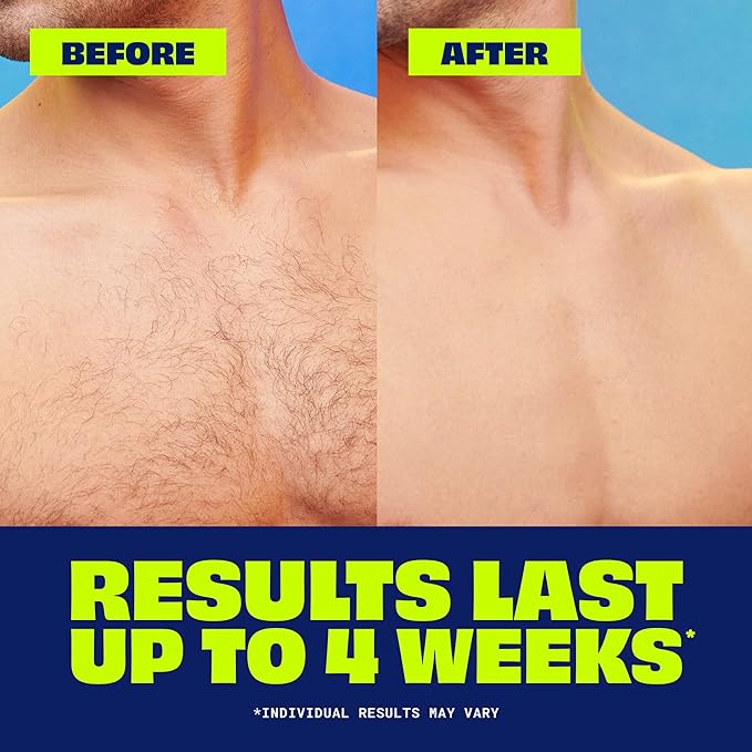 Nair Men Hair Remover Body Cream, Quick and Easy Body Hair Removal Cream for Men, Aloe and Lanolin, Dermatologist Tested, 12 Oz