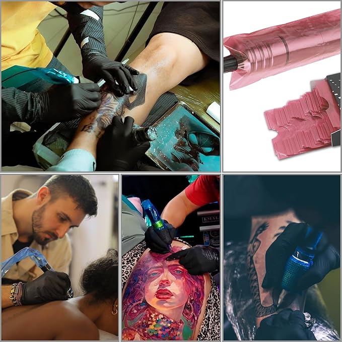 200PCS Tattoo Pen Covers - Rayyl Tattoo Pen Machine Covers Large Size 2.5x7.1 inch Pink for Cartridge Pen Machine Bags Sleeves Tattoo Kit Machine Pen Tattoo Supplies...