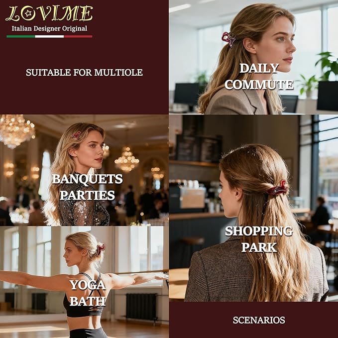 2026 Italian Original Handmade Hair Barrette, Christmas Hair Clip for Women, Plant-Based Acetate France Barrette for Birthday Girls, Durable Styling Hair Accessories for Girls-Steed Whisper