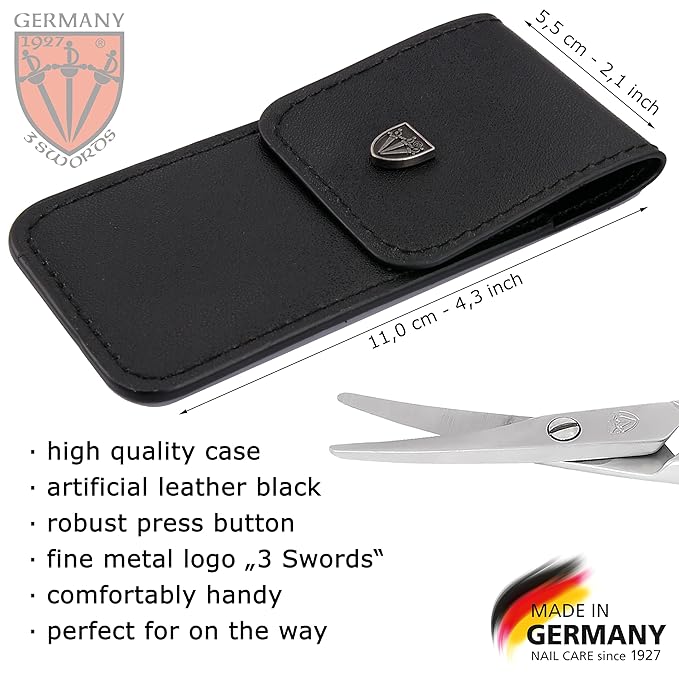 3 Swords Germany - brand quality STAINLESS STEEL CURVED CUTICLE SCISSORS (1 PIECE) with round tips for DIABETICS - manicure pedicure - nail care by 3 Swords - Made in Germany