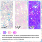 DAGEDA Light-Reactive to Pink Body Glitter Gel, Holographic Face Glitter Rave Party Accessories, Chunky Glitters for Hair Eyes Nails, Cosmetic Laser Powder Festival Sequins Paint Makeup