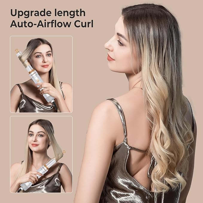 6 in 1 Blow Dryer Brush, Upgrade Hair Dryer Brush Set Negative Ion Air Styler Curling Wrap Air Curler, Hot Air Brush Curling Iron Hair Styling Tools As A Gift for Straight/Curl/Dry/Smooth