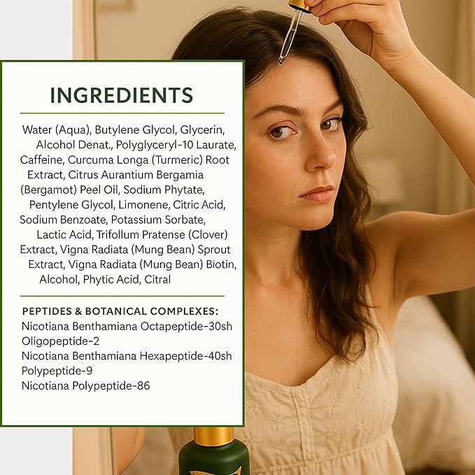 Hair Growth Serum – Advanced Biotin with Caffeine, Peptides, Botanical Extract for Thicker, Fuller, Longer Hair, Reduces Hair Thinning, Hair Regrowth Tonic, Hair Loss Treatment for Men & Women, 30ml