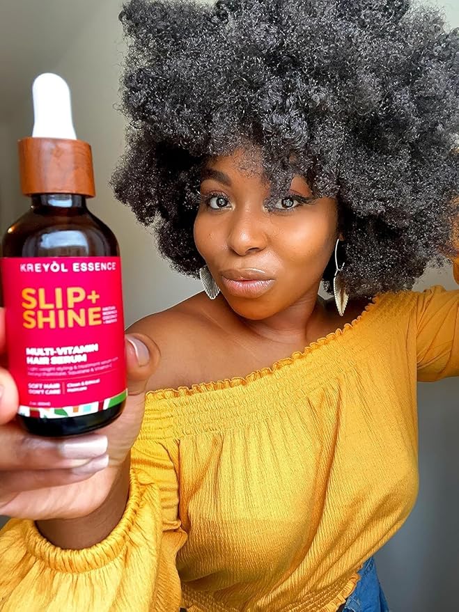 Kreyol Essence - 2 Oz Protect + Shine Hair Serum, Lightweight Moringa Oil Treatment, Multivitamin Hair Serum, Haitian Black Castor Oil, Grape Seed, Squalane and Argan Oil