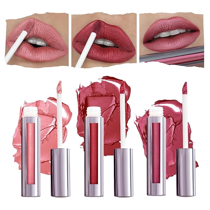 Runway Rogue Silk Glam Liquid Lipstick Lip Trio, Long Wear Frosted Liquid Lipstick Pack, (‘Call Sheet’, ‘Cocktail Hour’, ‘First Class’)