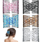 5 Pieces Magic Hair Comb Stretchy Double Comb Elastic Beaded Hair Clips for Women Girls Vintage Hairstyle Multipurpose Hair Accessories (Black, Brown, White, Pink,Blue)