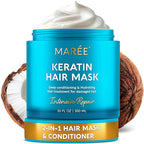 MAREE Deep Conditioning Hair Mask for Damaged Hair Treatment - Keratin Hair Care for Hydrating Growth Repair Moisturizing - Dry Curly Color Refreshing - Tratamiento Mascarilla Para el Cabello Seco