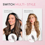 TYMO Thermal Brush Curling Brush - STYLUX 1.5 Inch Blowout Volumizer with Flexi-Fit for Hair Straightening, Heated Round Styler Tool, Hair Straightener and Curler 2 in 1, Dual Voltage, Gold