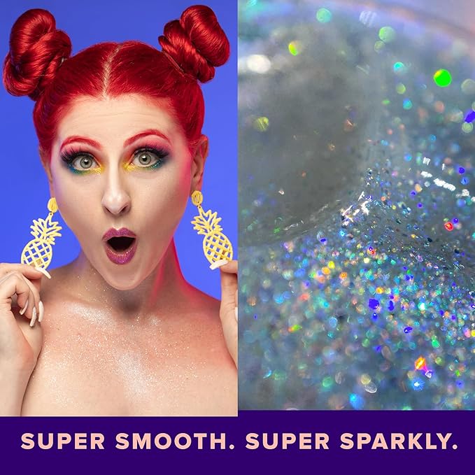 UNICORN SNOT Holographic Face Glitter & Body Glitter Gel | Holiday Glitter Makeup: Stocking Stuffers & Christmas Gift | Hair Glitter, Vegan & Cruelty Free, 1.7 oz Silver Glitter (Disco)