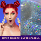 UNICORN SNOT Holographic Face Glitter & Body Glitter Gel | Holiday Glitter Makeup: Stocking Stuffers & Christmas Gift | Hair Glitter, Vegan & Cruelty Free, 1.7 oz Silver Glitter (Disco)