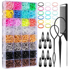 Hair Ties, 17 Colors Elastic Hair Rubber Bands, 2000 Pcs Baby Hair Ties with Hair Styling Tools Organizer Box for Girls, Women, Toddler