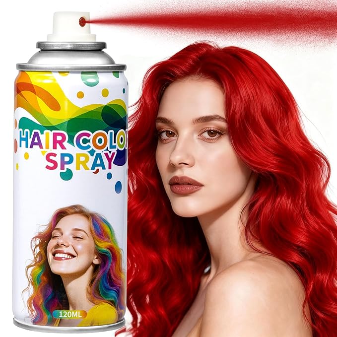 Temporary Red Hair Color Spray & Wax | Non-Sticky, Natural Look | Washable One-Time Use Hair Dye for Halloween, Cosplay, Festivals | For Women, Men & Kids (Fired Red)