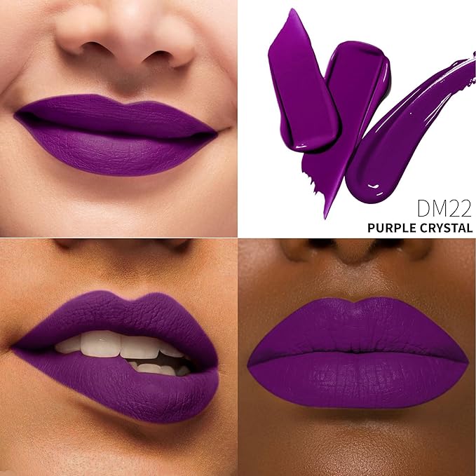 3Pc Matte Liquid Lipsticks for Women Red Lipstick Brown Lisptick Purple Lipstick Cruelty Free Long Lasting Lip Makeup, DM15+22+29