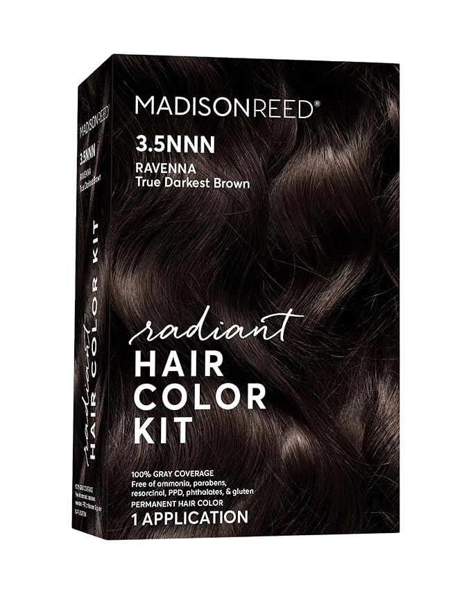 Madison Reed Radiant Hair Color Kit - 3.5NNN Darkest Brown-Black (Ravenna Brown), 100% Gray Hair Coverage Permanent Hair Dye for Resistant Grays | PPD-Free & Ammonia-Free, 1 Pack
