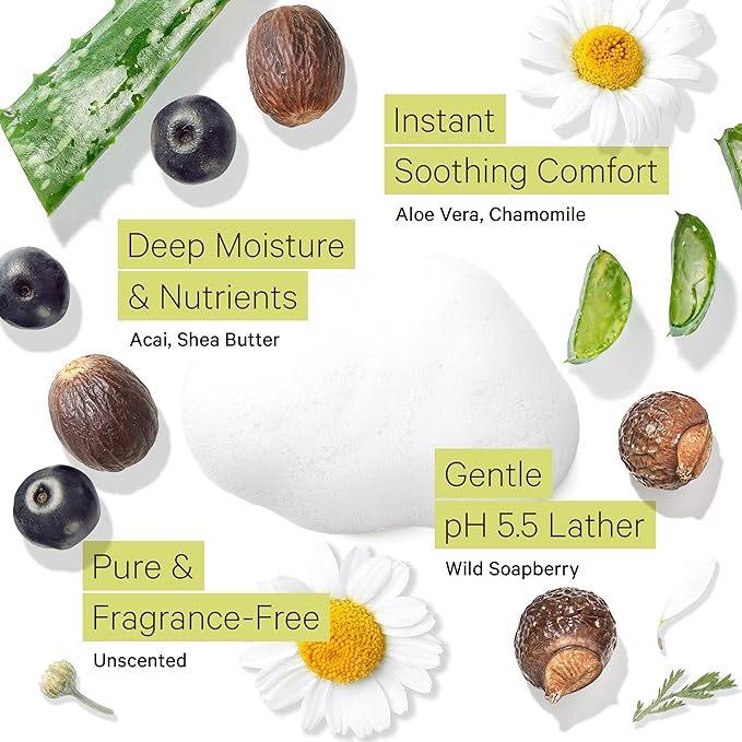 Tree to Tub Sensitive Skin Face Wash for Dry Skin - Fragrance Free Gentle Face Cleanser for Women & Men, Unscented Hydrating Foaming Facial Cleanser, Daily Face Soap w/All Natural Organic Aloe Vera