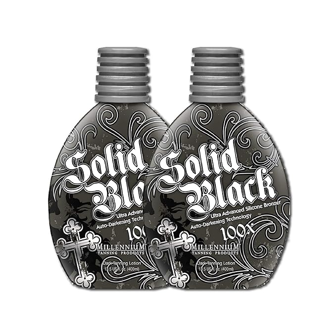 Millennium Tanning SOLID BLACK 100X Dark Tanning Lotion Indoor Outdoor Bronzer Tanning Bed Lotion 13.5 fl. oz. 2-PACK