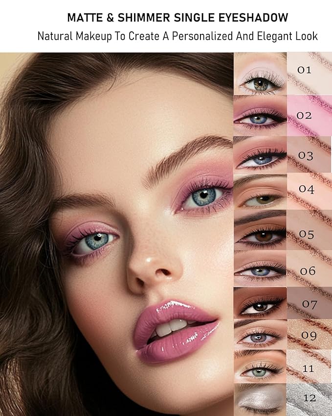 Single Matte Eyeshadow,Nude White Eye Shadow Palette Primer Base Hightlight Makeup,High Pigment Waterproof Pressed Eye Shadows Powder with Smooth Lightweight Blendable Formula for Daily Eye Look-01