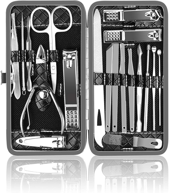 Manicure Kit, OKOM Manicure Set, Mens Grooming Kit, Nail Care Set, Manicure Kit for Men and Women,Nail Kit,Grooming Kit, Nail Clipper Set, Christmas Gifts,Stocking Stuffers for Teen Boys,Gifts for Men
